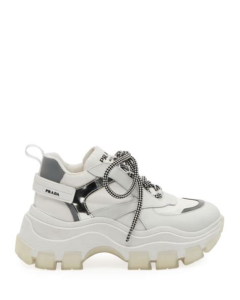 prada white platform sneakers